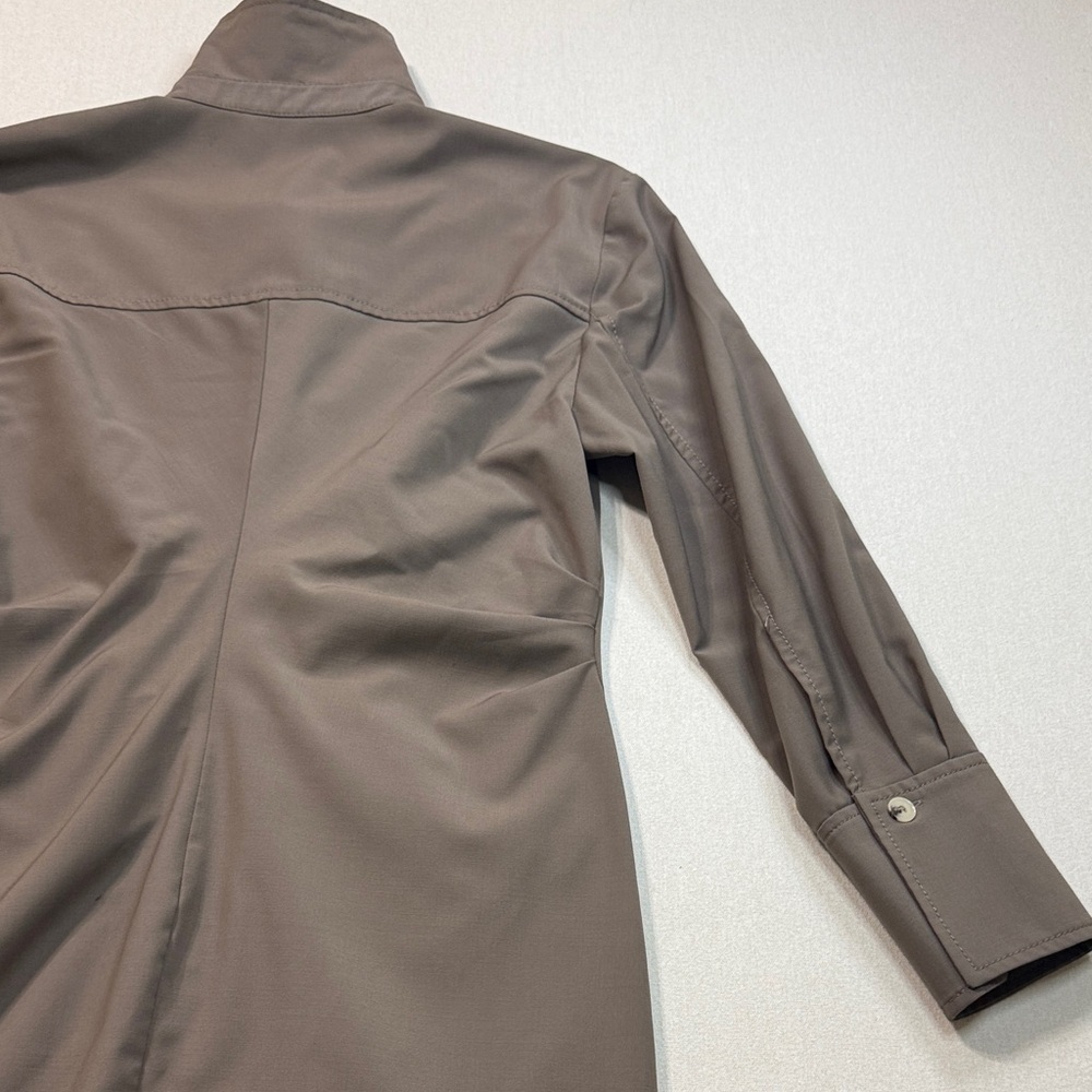 Zara Brown Long Sleeve Dress with Button Detail - Picture 9 of 11